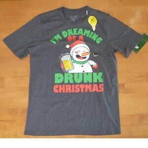 Adult Mens Lights Up T-shirt "Dreaming Of A Drunk Christmas" Size Med Large NWT